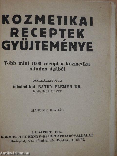 Kozmetikai receptek gyüjteménye