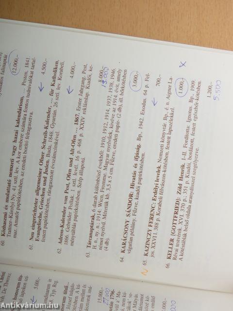 A Pastinszky Antiquarium árverési katalógusa I.