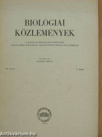 Biológiai Közlemények VI/1.