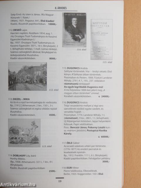 Országház Antikvárium 8. árverés