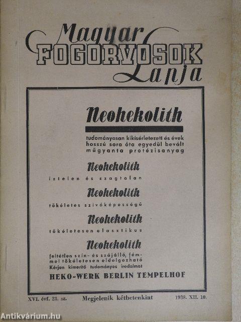 Magyar Fogorvosok Lapja 1938. december 10.