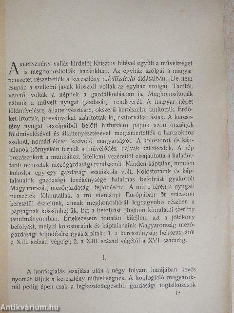 A kolostorok és káptalanok befolyása Magyarország mezőgazdasági fejlődésére a mohácsi vész előtt