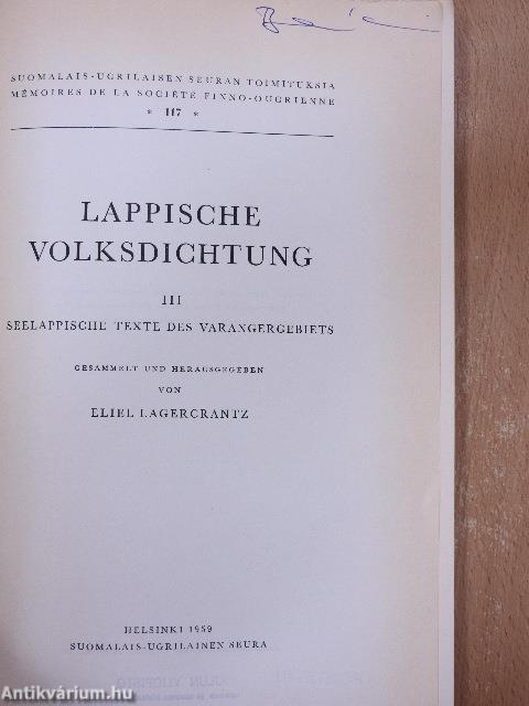 Lappische Volksdichtung III.