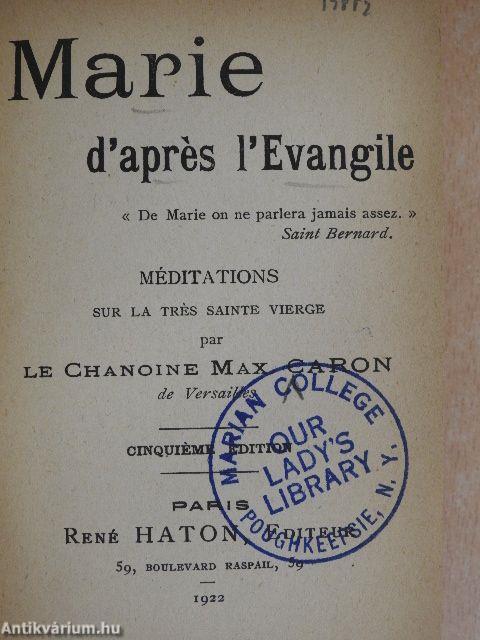 Marie d'aprés l'Evangile