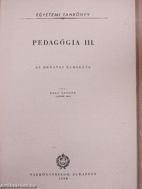 Pedagógia III.