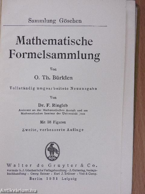 Mathematische Formelsammlung