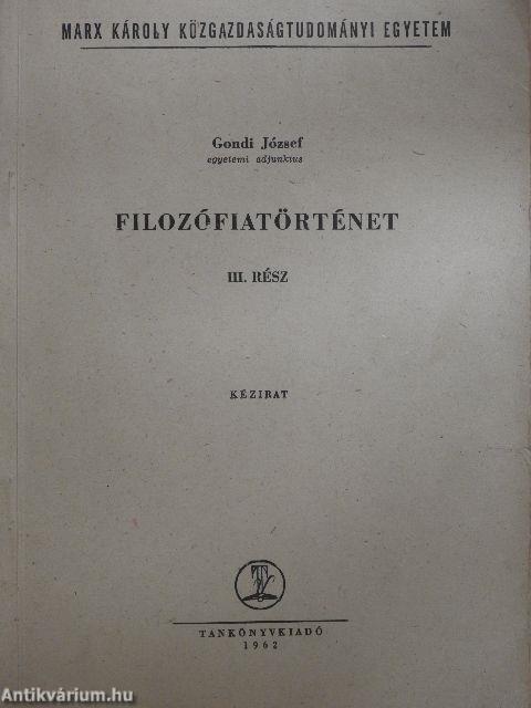 Filozófiatörténet III.