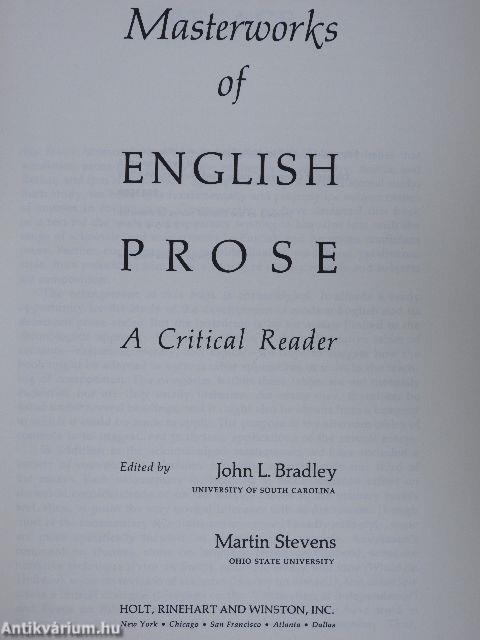 Masterworks of English Prose