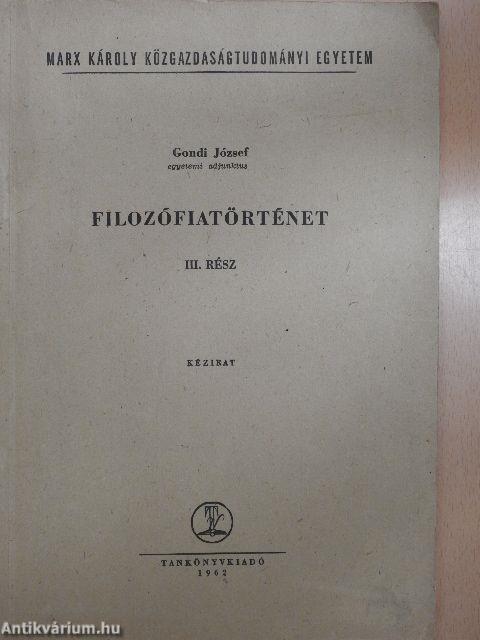 Filozófiatörténet III.