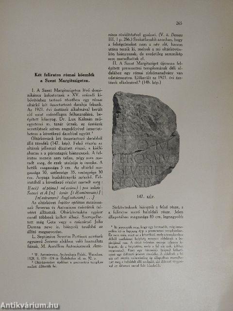 Különlenyomat az Archaeologiai Értesítő 1931. évi XLV. kötetéből