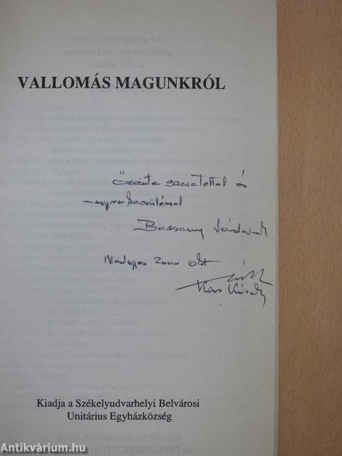 Vallomás magunkról (dedikált példány)