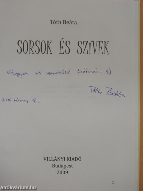 Sorsok és szívek (dedikált példány)