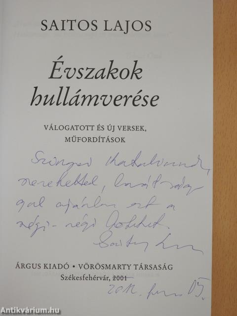 Évszakok hullámverése (dedikált példány)