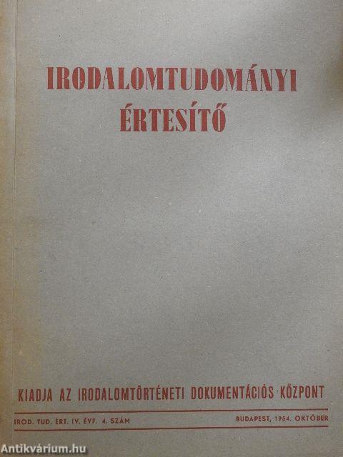 Irodalomtudományi értesítő 1954. október 