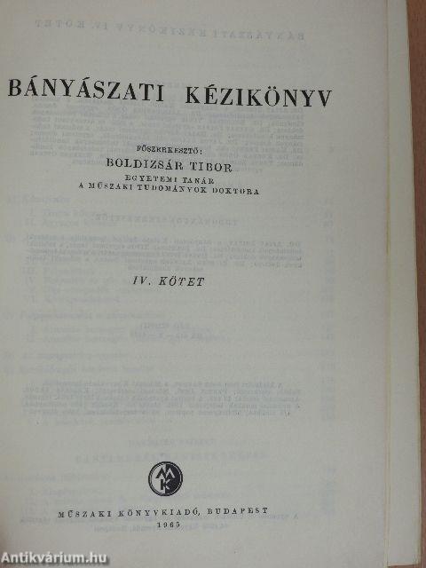 Bányászati kézikönyv IV.