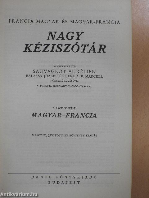 Francia-magyar és magyar-francia nagy kéziszótár II.