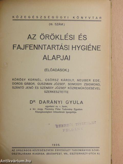 Az öröklési és fajfenntartási hygiéne alapjai