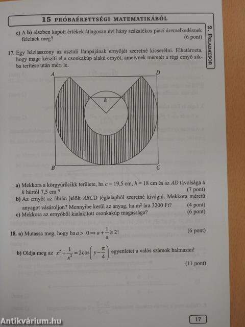 15 próbaérettségi matematikából