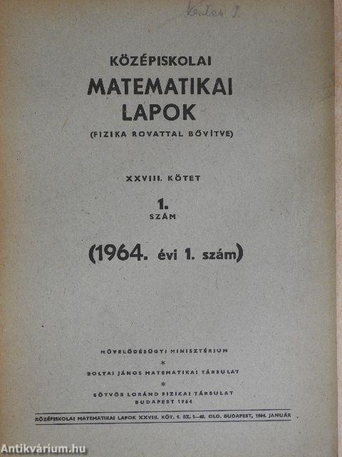 Középiskolai matematikai lapok 1964/1.