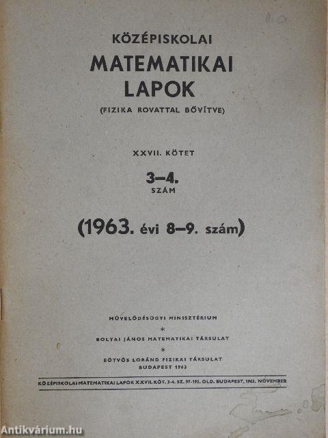 Középiskolai matematikai lapok 1963/8-9.