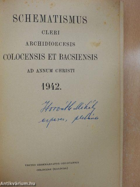 Schematismus Cleri Archidioecesis Colocensis et Bacsiensis ad annum Christi 1942