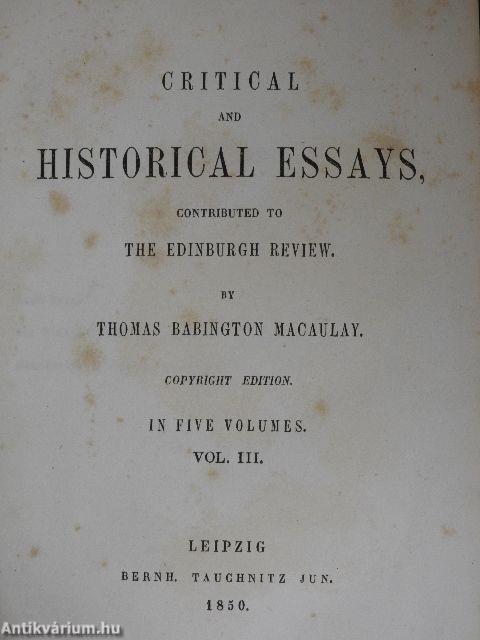 Critical and Historical Essays III.