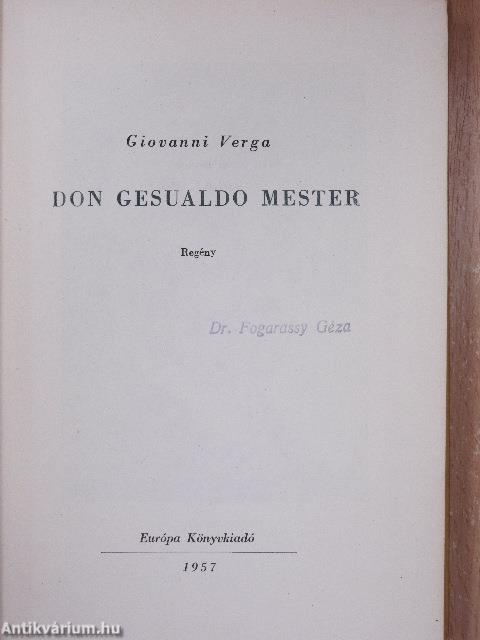 Don Gesualdo mester
