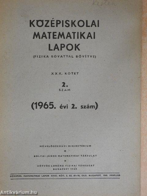 Középiskolai matematikai lapok 1965/2.