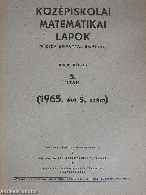 Középiskolai matematikai lapok 1965/5.