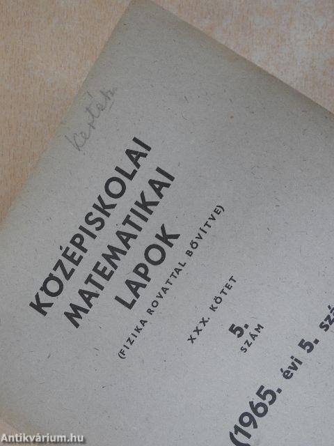 Középiskolai matematikai lapok 1965/5.