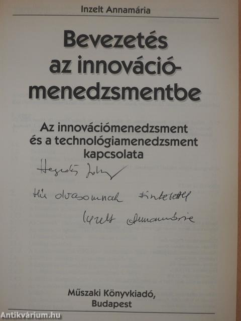 Bevezetés az innovációmenedzsmentbe (dedikált példány)