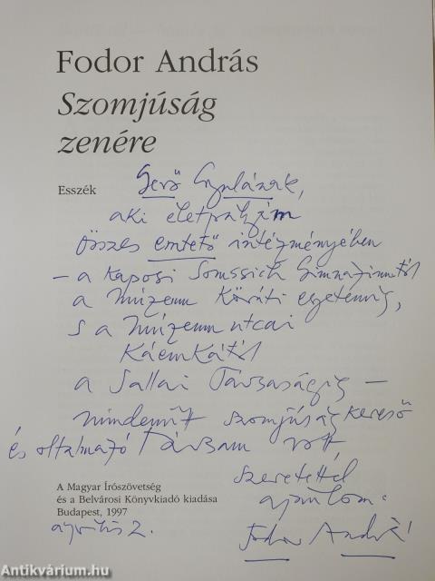 Szomjúság zenére (dedikált példány)