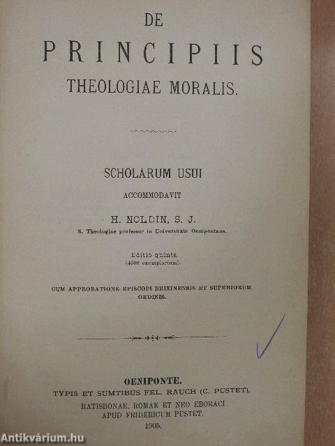 De Principiis Theologiae Moralis/De Poenis Ecclesiasticis/De Sexto Praecepto et de Usu Matrimonii