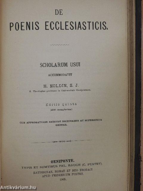 De Principiis Theologiae Moralis/De Poenis Ecclesiasticis/De Sexto Praecepto et de Usu Matrimonii