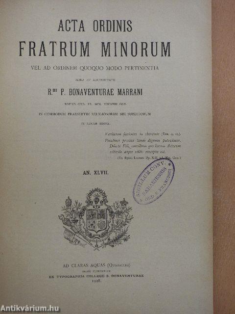 Acta Ordinis Fratrum Minorum Ianuarii-Decembris 1928