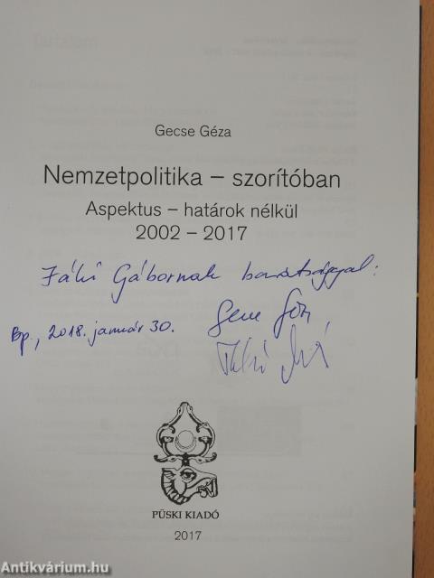 Nemzetpolitika - szorítóban (dedikált példány)