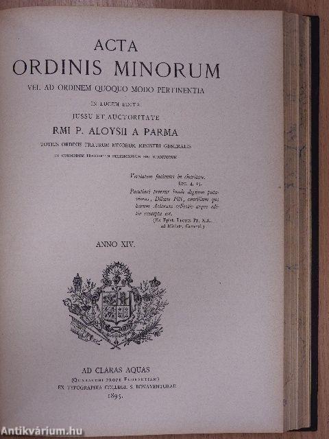 Acta Ordinis Minorum Januarii-Decembris 1894-1895 I-II.