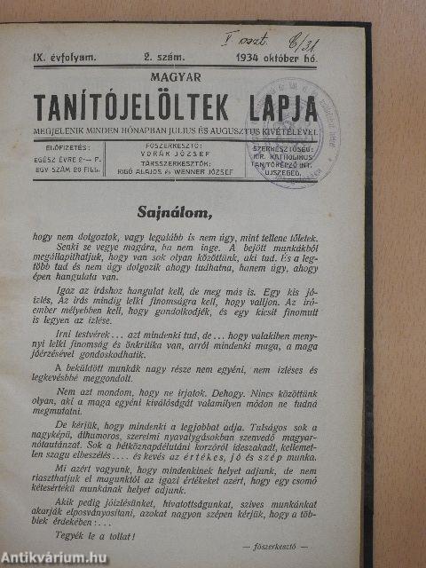 Magyar Tanítójelöltek Lapja 1934-1935. (nem teljes évfolyam)