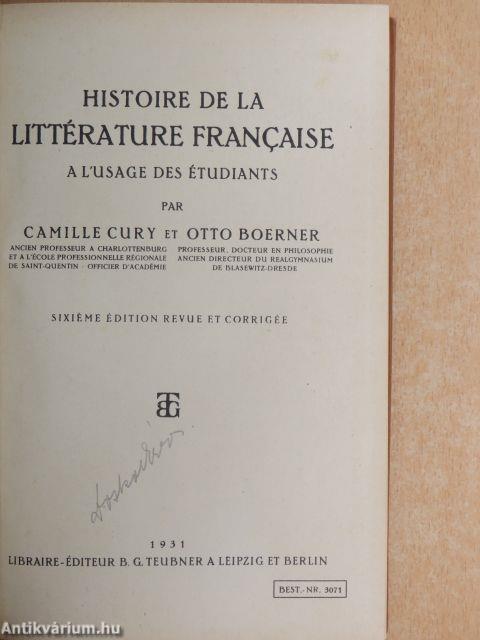 Histoire de la Littérature Francaise