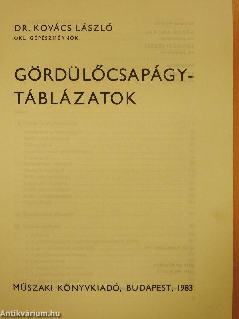 Gördülőcsapágy-táblázatok