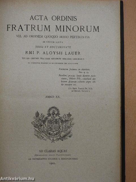 Acta Ordinis Fratrum Minorum Ianuarii-Decembris 1901