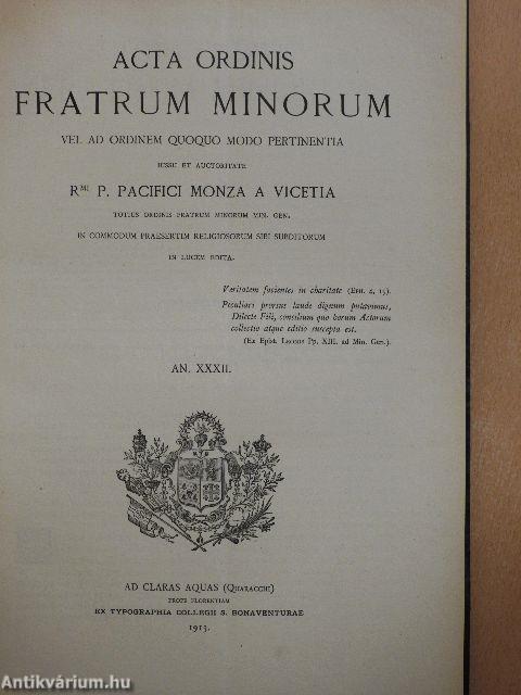 Acta Ordinis Fratrum Minorum Ianuarii-Decembris 1913