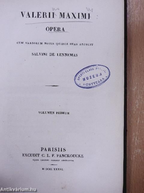 Valerii Maximi Opera I.