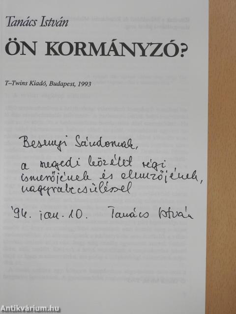 Ön kormányzó? (dedikált példány)