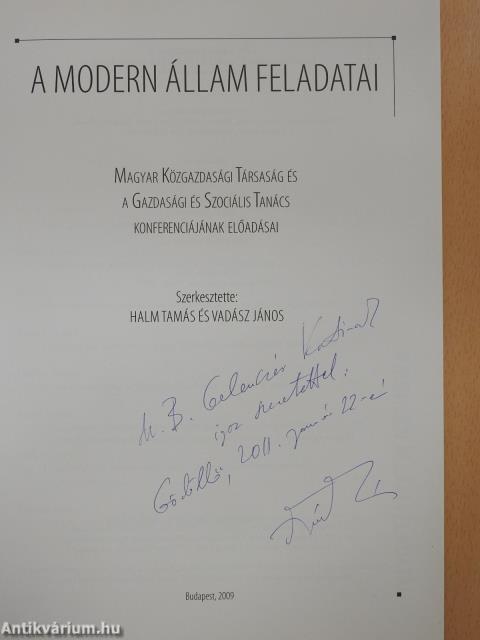 A modern állam feladatai (dedikált példány)