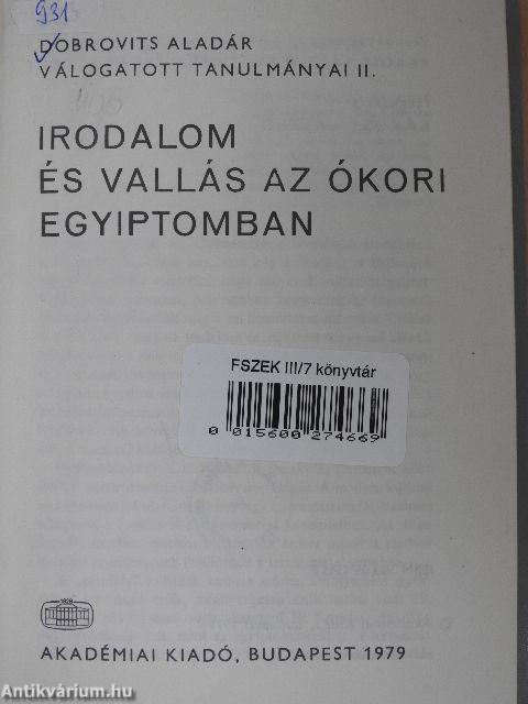 Dobrovits Aladár válogatott tanulmányai II.