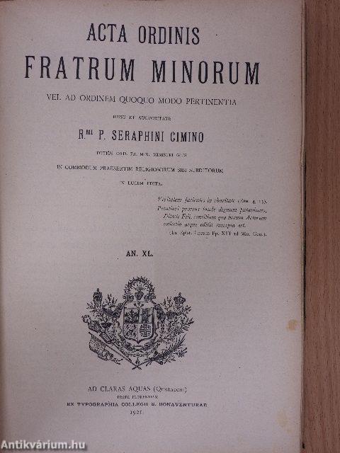 Acta Ordinis Fratrum Minorum 1920-1922. (vegyes számok) (30 db)