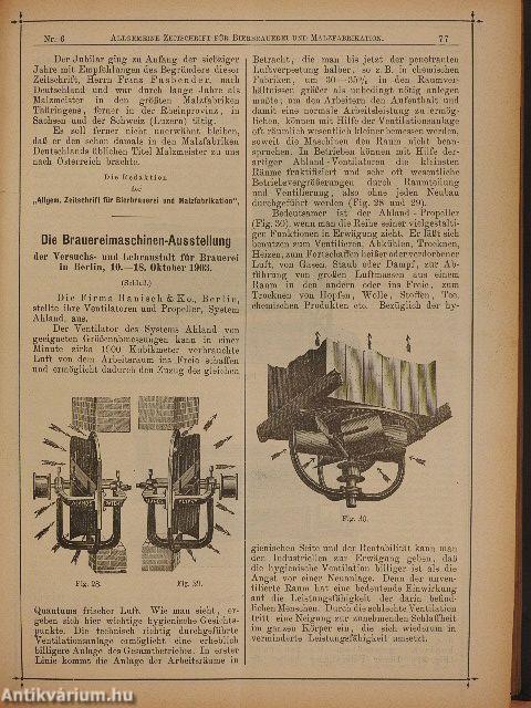 Allgemeine Zeitschrift für Bierbrauerei und Malzfabrikation 1904. (nem teljes évfolyam)