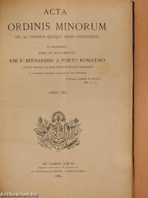 Acta Ordinis Minorum 1889-1891 (vegyes számok) (31 db)