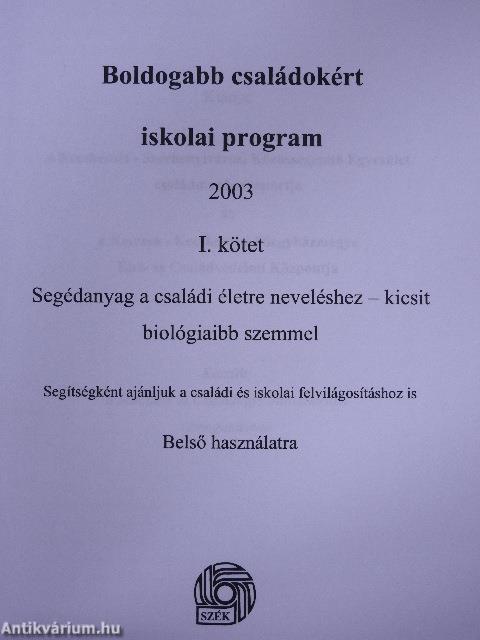 Boldogabb családokért iskolai program 2003 I. 